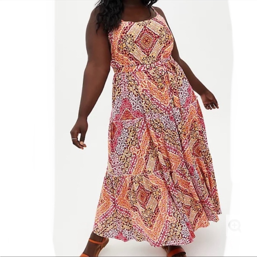 NWT TORRID Scarf Print Tiered Maxi
